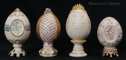 four ANNUAL DECORATED EGGS by Cybis