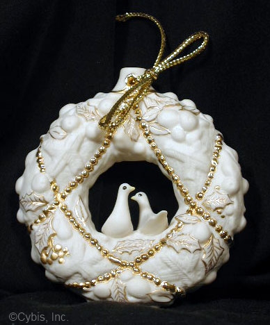 02 TWO TURTLE DOVES holiday ornament by Cybis