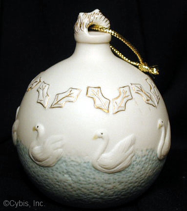 07 SEVEN SWANS A SWIMMING holiday ornament by Cybis