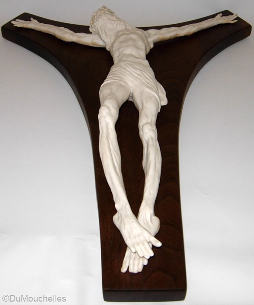 crucifix on wooden cross by Cybis