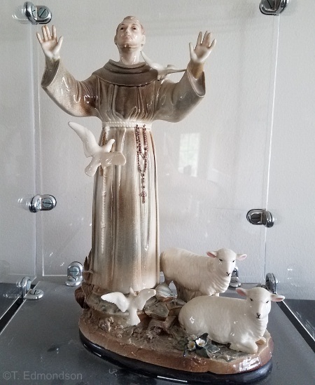 St Francis with Doves and Lambs in color by Cybis