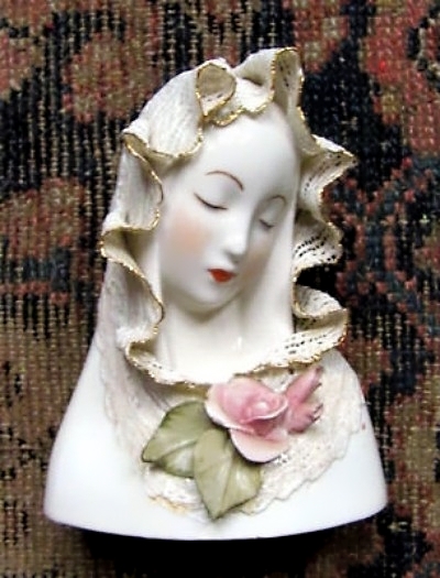 MADONNA BUST WITH ROSE AND LACE by Cybis early 1950s