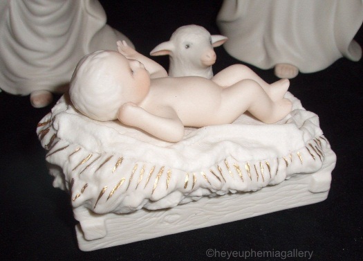 CHRIST CHILD WITH LAMB in white and gold by Cybis