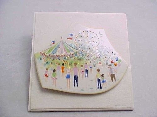 COUNTRY FAIR Limnette plaque by Cybis on porcelain mount