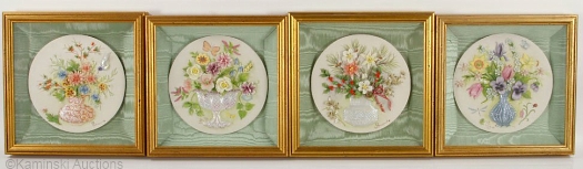 Four Seasons framed plaques set by Cybis