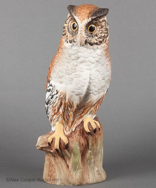 GREAT HORNED OWL in color circa 1950s by Cybis