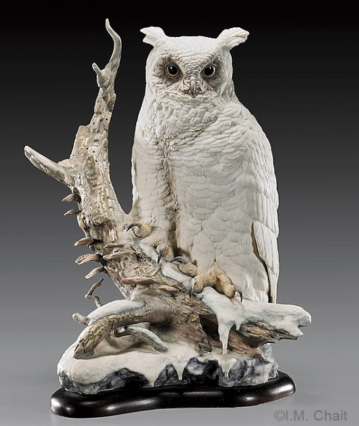 GREAT HORNED OWL KOOS KOOS KOOS in white by Cybis