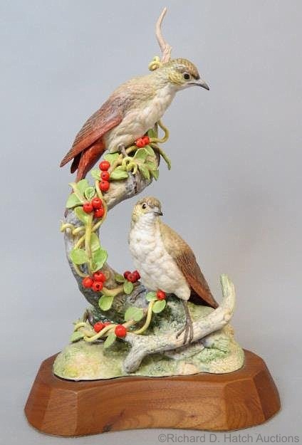 HERMIT THRUSH WITH CRANBERRY COTONEASTER by Cybis