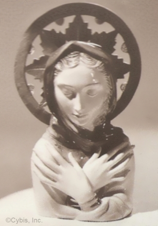 THE ANNUNCIATION with Wooden Halo madonna bust by Cybis