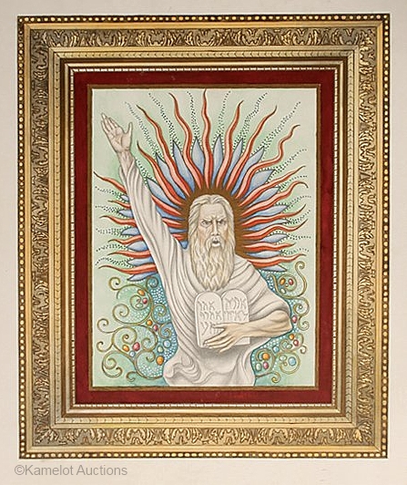 Moses watercolor by Cyndy Bohonovsky based on Cybis porcelain plaque