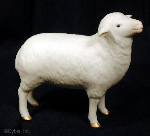 nativity SMALL LAMB in white and gold by Cybis