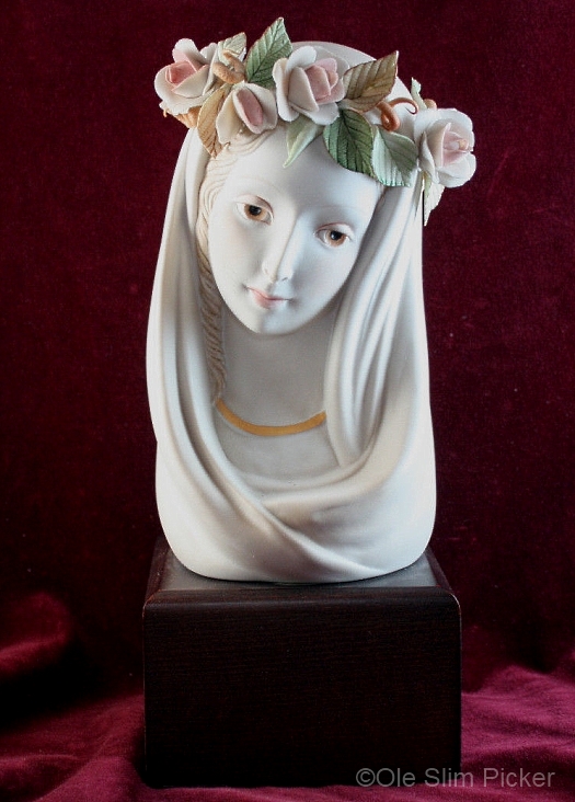 MADONNA QUEEN OF ANGELS with brown eyes and gold trim by CYBIS