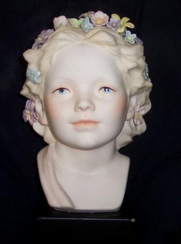 ROBIN Girls Head with Flowers by Cybis