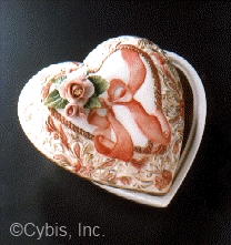 ROMANCE HEART BOX with flowers by Cybis