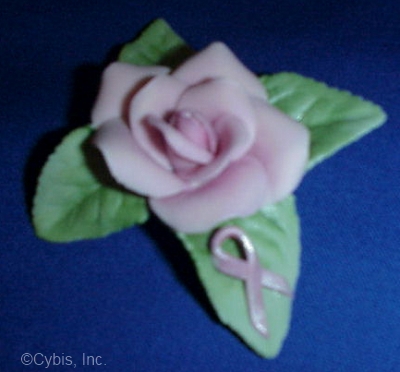 Small RIBBON OF HOPE ROSE by Cybis