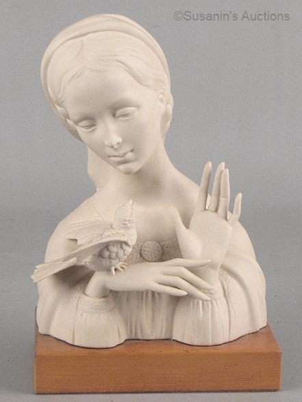 MADONNA WITH BIRD in white bisque by CYBIS