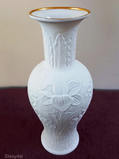 WHITE BISQUE FLORAL VASE ca 1950s by Cybis view 1