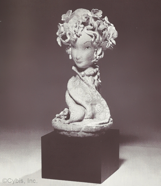 papka WOMANS HEAD WITH FLOWERS by Cybis in 1940s