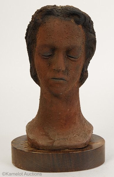 WOMANS HEAD IN TERRACOTTA FINISH by Cybis 1940s view 1