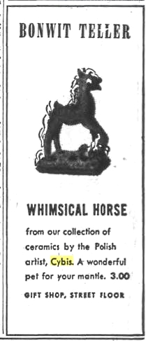 1942 Bonwit Teller Philadelphia advertisement for early Cybis horse