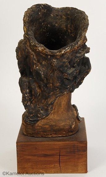 Bearded Mans head in terracotta and bronze finish by Cybis view 3