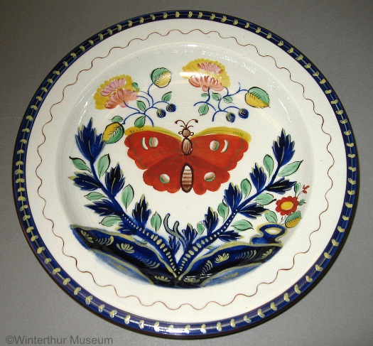 BUTTERFLY MOTIF DINNER PLATE by Cybis 1940s