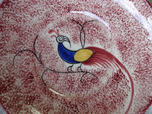 Peafowl Spatterware detail