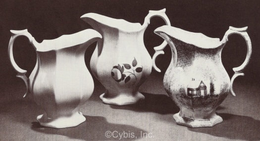 three octagonal reproduction creamers by Cybis circa late 1940s early 1950s
