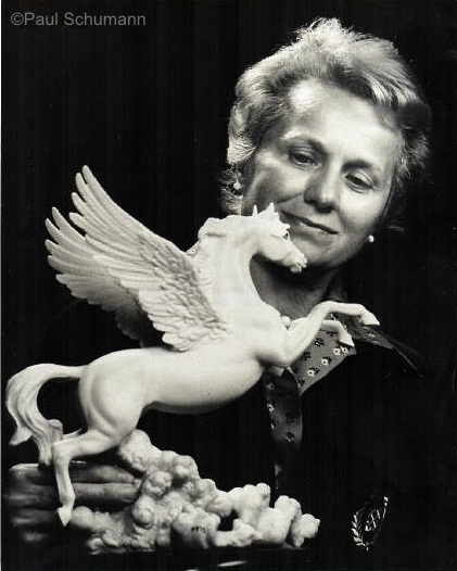 Marylin Chorlton with Cybis Pegasus ca early 1970s